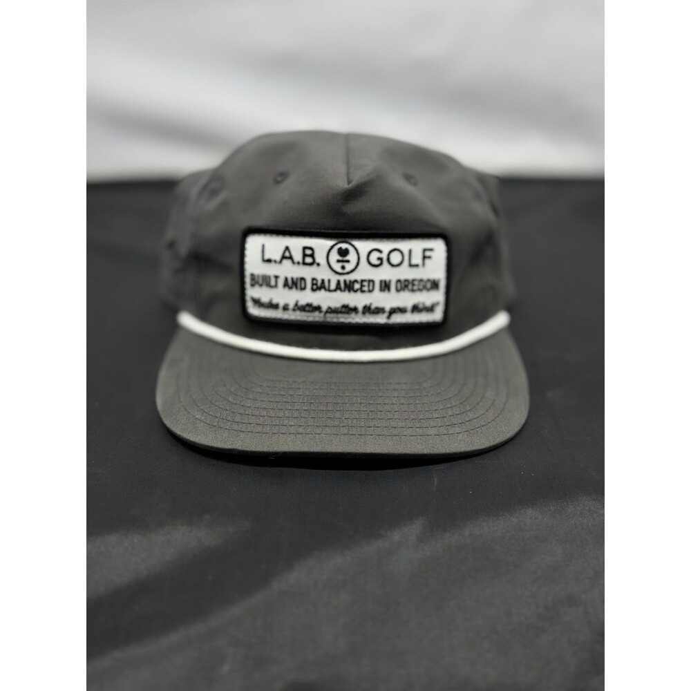 Lab Golf Unstructured Adjustable Rope Hat Cap OS Gray Patch Logo